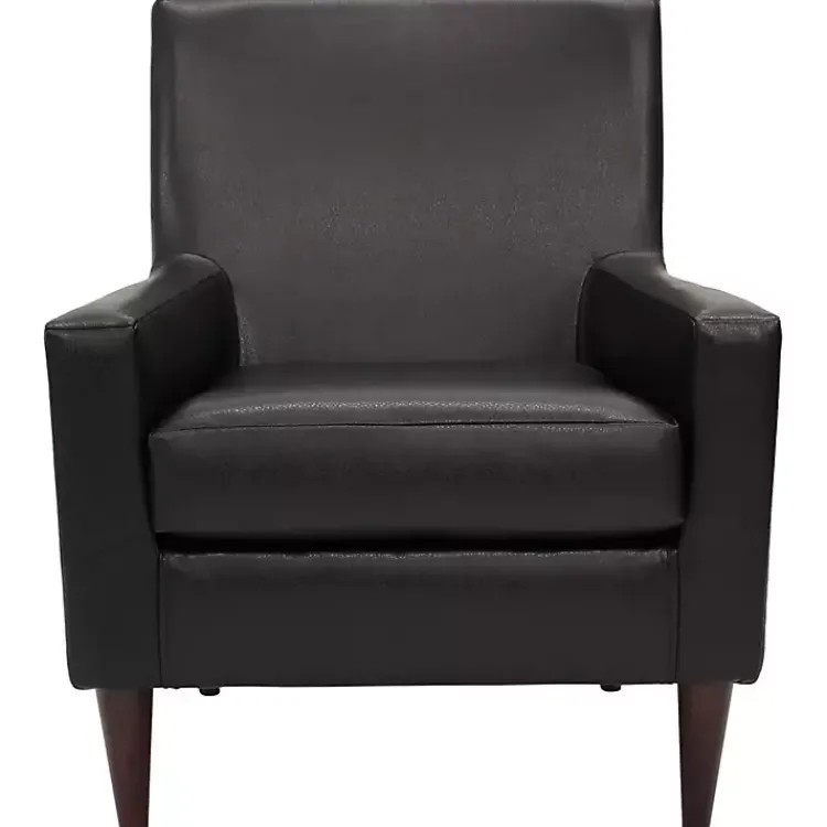 Accent Chairs-Kirklands Home Emma Faux Leather Accent Chair Black
