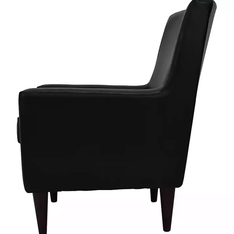 Accent Chairs-Kirklands Home Emma Faux Leather Accent Chair Black