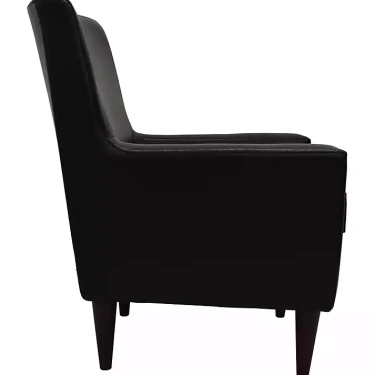 Accent Chairs-Kirklands Home Emma Faux Leather Accent Chair Black