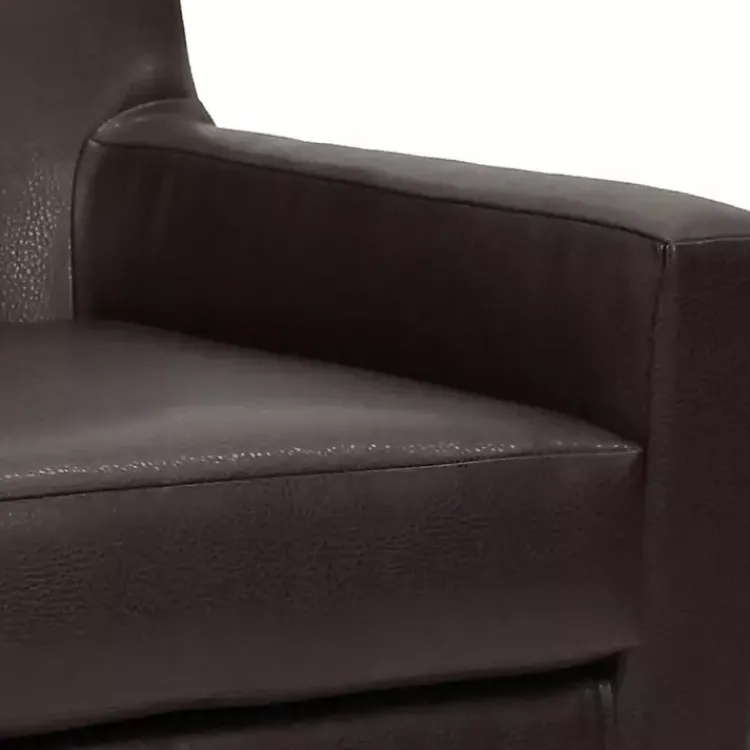 Accent Chairs-Kirklands Home Emma Walnut Faux Leather Accent Chair Brown