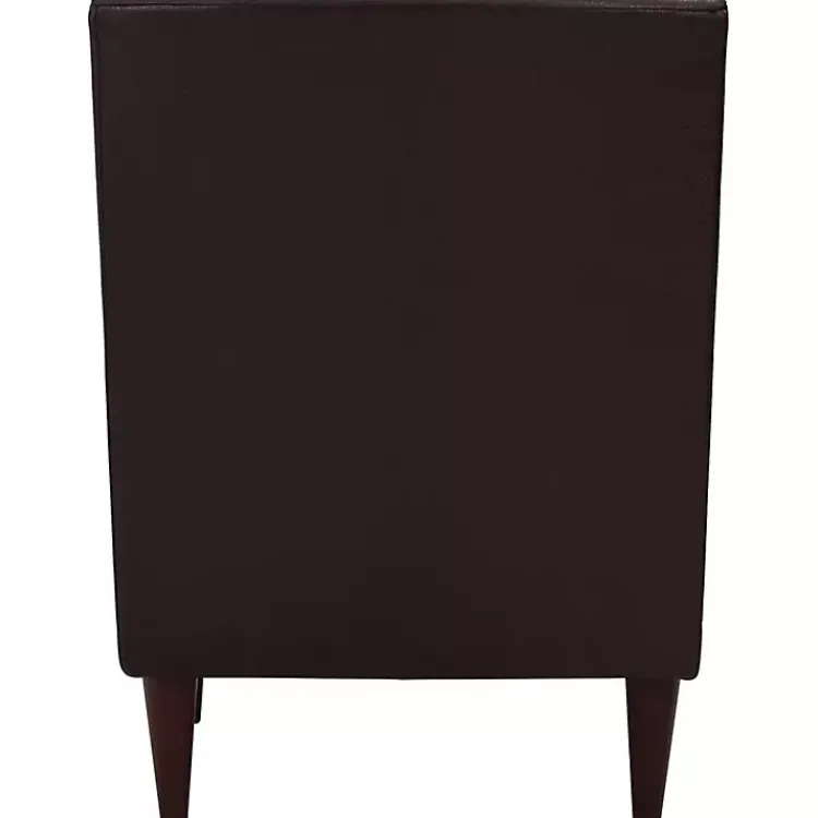 Accent Chairs-Kirklands Home Emma Walnut Faux Leather Accent Chair Brown