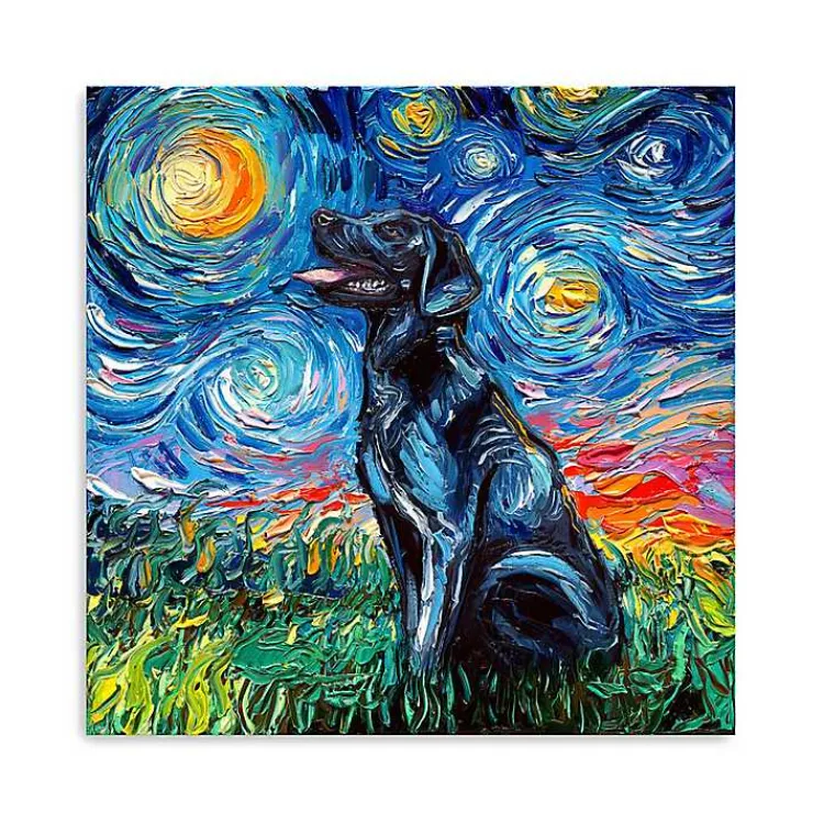 Canvas Art-Kirklands Home Aja Trier Black Lab Starry Night Canvas Print