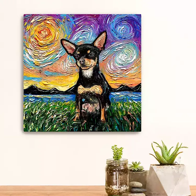 Canvas Art-Kirklands Home Aja Trier Chihuahua Starry Night Canvas Print Multi