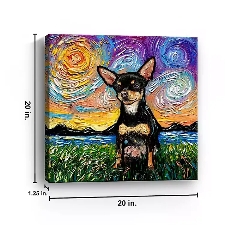 Canvas Art-Kirklands Home Aja Trier Chihuahua Starry Night Canvas Print Multi