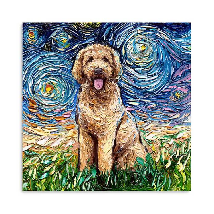 Canvas Art-Kirklands Home Aja Trier Goldendoodle Starry Night Canvas Print