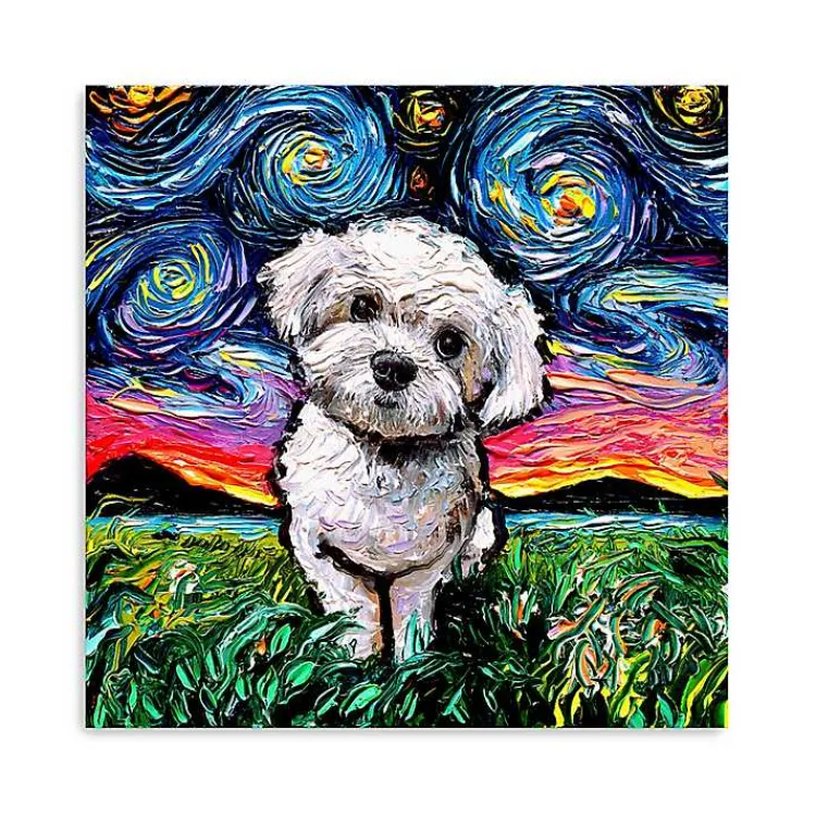 Canvas Art-Kirklands Home Aja Trier Maltipoo Starry Night Canvas Art Print