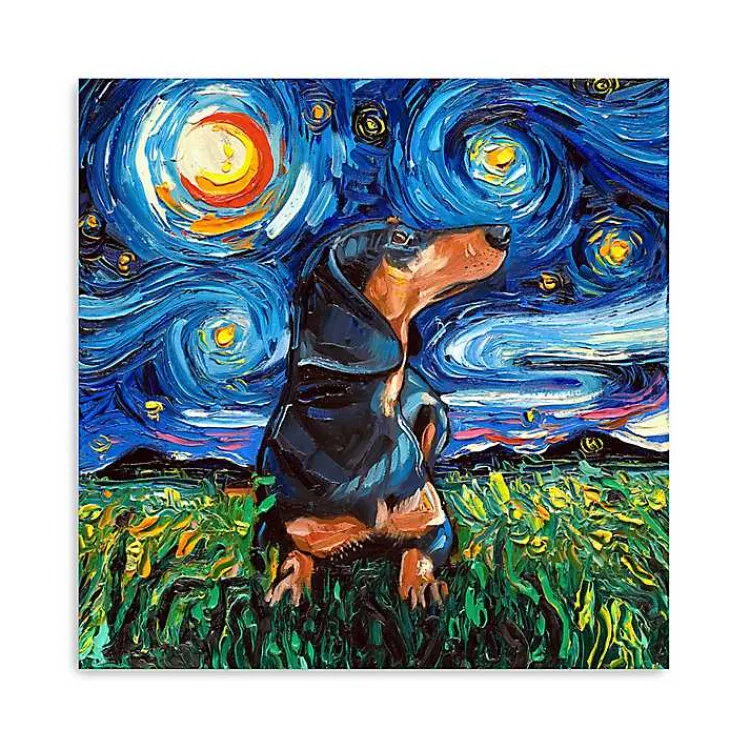 Canvas Art-Kirklands Home Aja Trier Dachshund II Starry Night Canvas Print