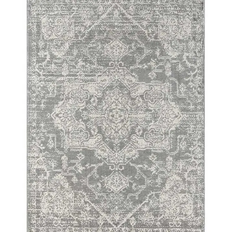 Area Rugs-Kirklands Home Distressed Medallion Area Rug, 5x7 Gray