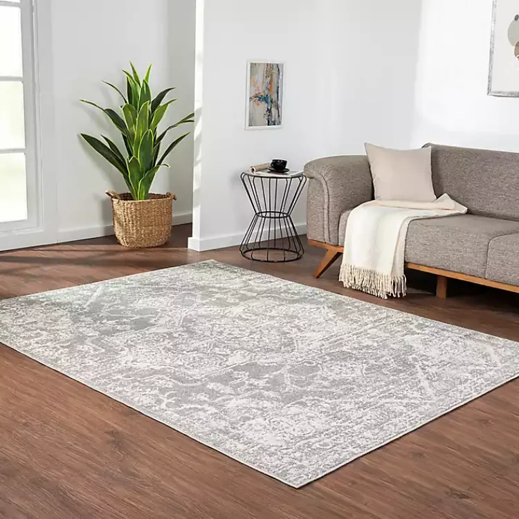 Area Rugs-Kirklands Home Distressed Medallion Area Rug, 5x7 Gray