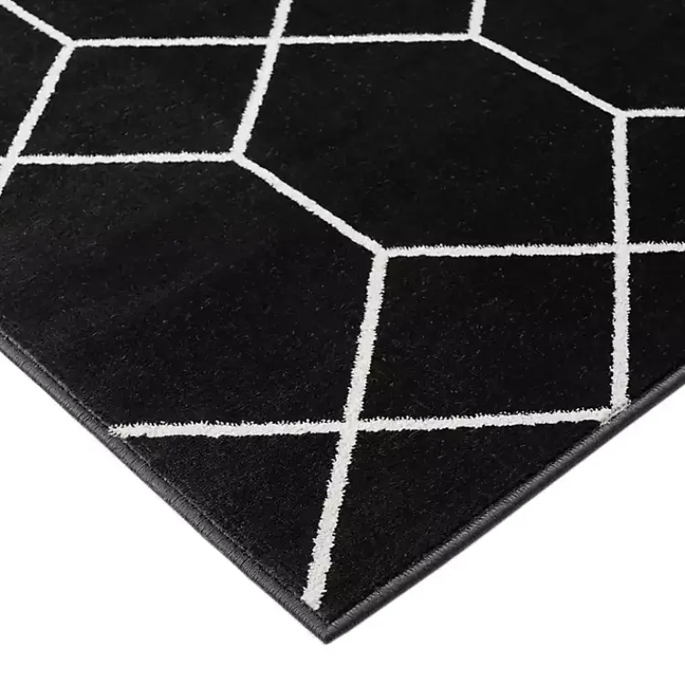 Area Rugs-Kirklands Home Black and White Trellis Woven Area Rug, 6x9