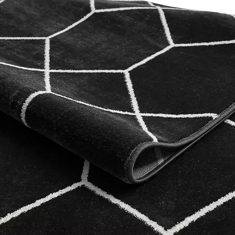 Area Rugs-Kirklands Home Black and White Trellis Woven Area Rug, 6x9