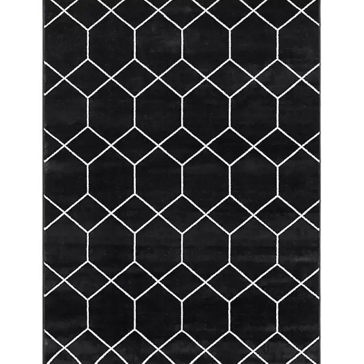 Area Rugs-Kirklands Home Black and White Trellis Woven Area Rug, 8x10