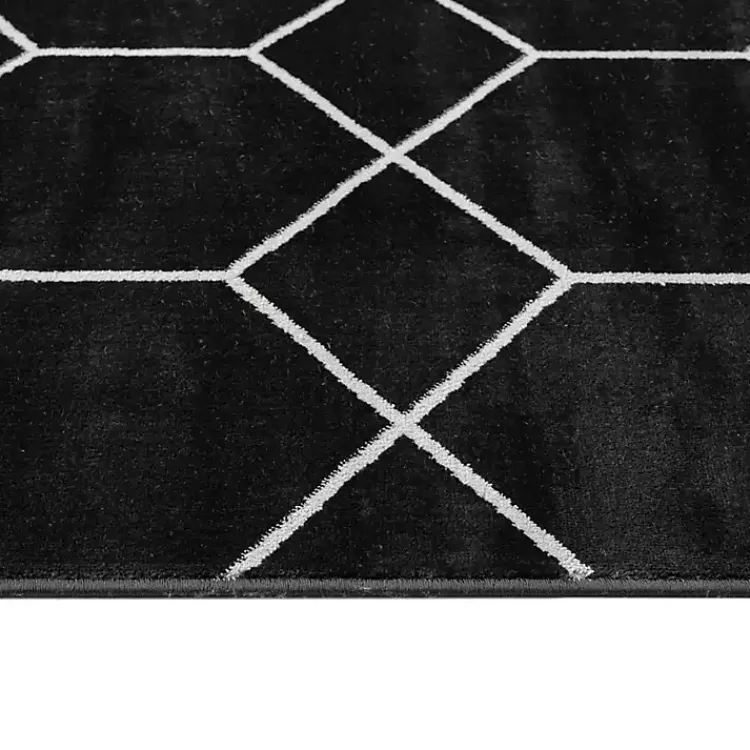 Area Rugs-Kirklands Home Black and White Trellis Woven Area Rug, 8x10