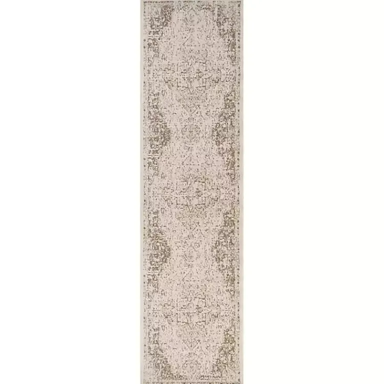 Area Rugs-Kirklands Home Cream Medallion Runner Ivory