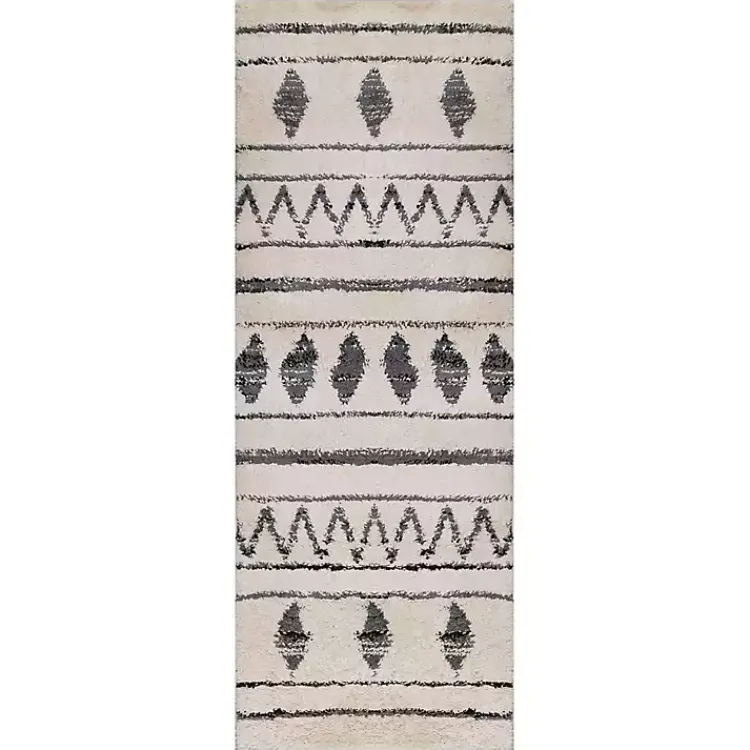 Area Rugs-Kirklands Home Cream Boho Striped Runner Ivory