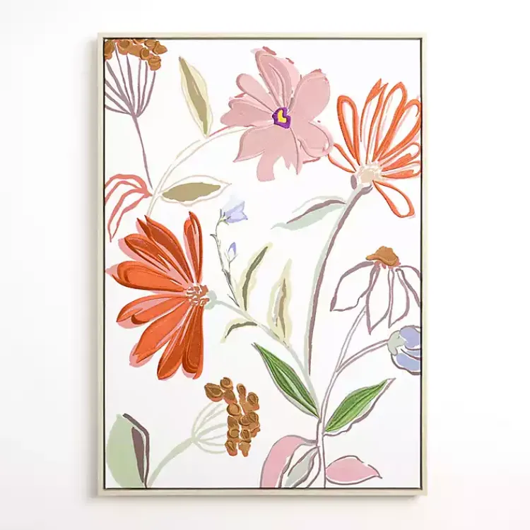 Canvas Art-Kirklands Home Embroidered Summer Floral I Framed Canvas Print Multi