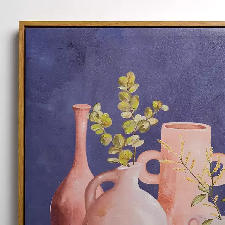 Canvas Art-Kirklands Home Leaves in Terracotta Vases Framed Canvas Art Print