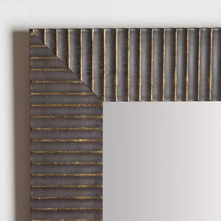 Framed Mirrors-Kirklands Home Bronze Ribbed Devin Profile Mirror, 24x36 in.