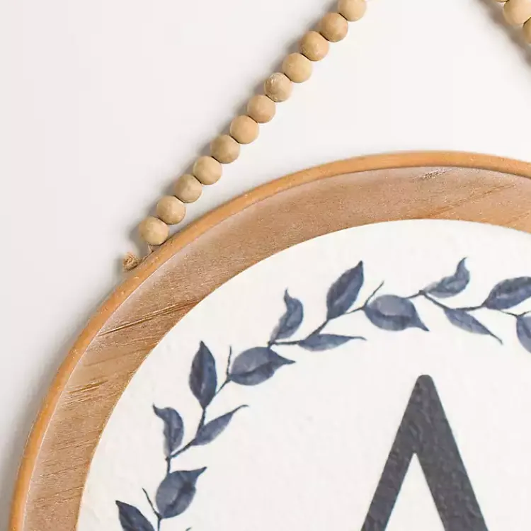 Monogram Wall Decor-Kirklands Home Blue Leaf Wreath Monogram A Wood Wall Plaque