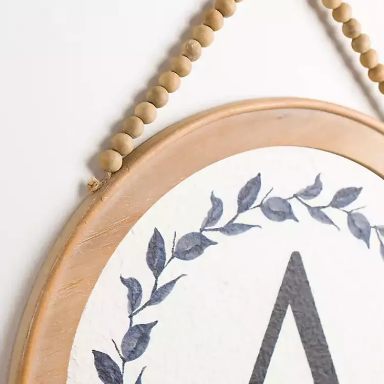 Monogram Wall Decor-Kirklands Home Blue Leaf Wreath Monogram A Wood Wall Plaque