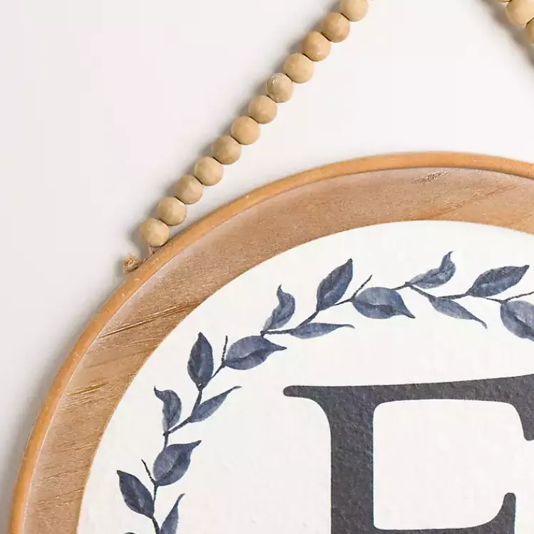 Monogram Wall Decor-Kirklands Home Blue Leaf Wreath Monogram F Wood Wall Plaque