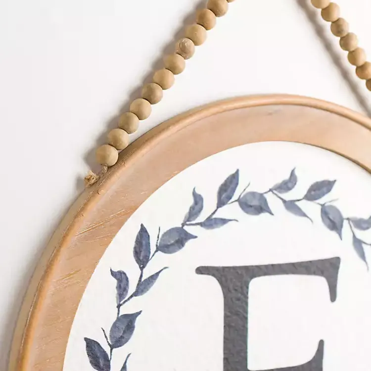 Monogram Wall Decor-Kirklands Home Blue Leaf Wreath Monogram F Wood Wall Plaque