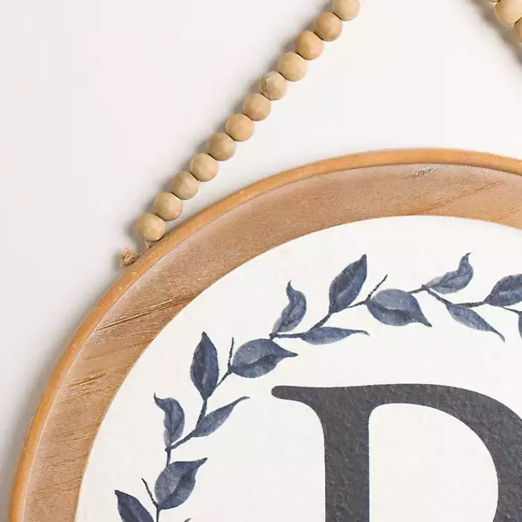 Monogram Wall Decor-Kirklands Home Blue Leaf Wreath Monogram R Wood Wall Plaque