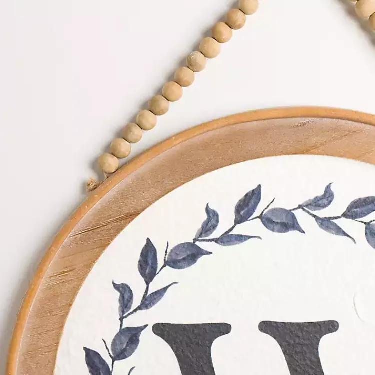 Monogram Wall Decor-Kirklands Home Blue Leaf Wreath Monogram W Wood Wall Plaque