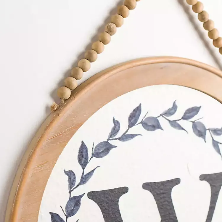 Monogram Wall Decor-Kirklands Home Blue Leaf Wreath Monogram W Wood Wall Plaque