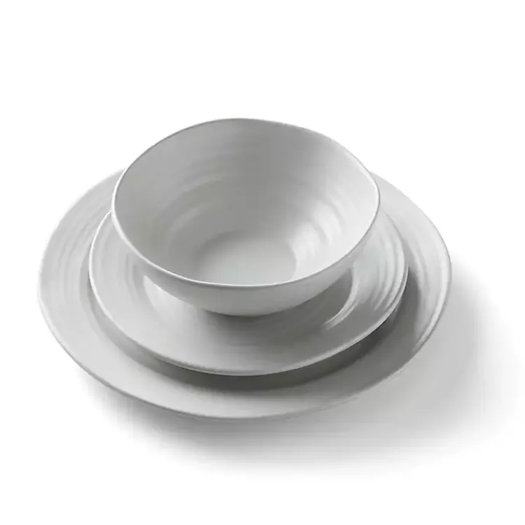 Dinnerware-Kirklands Home Ridge 12-pc. Stoneware Dinnerware Set White