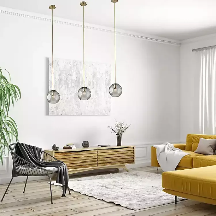 Chandeliers & Pendant Lighting-Kirklands Home Carmen Smoked Swirled Glass Pendant Light Gray