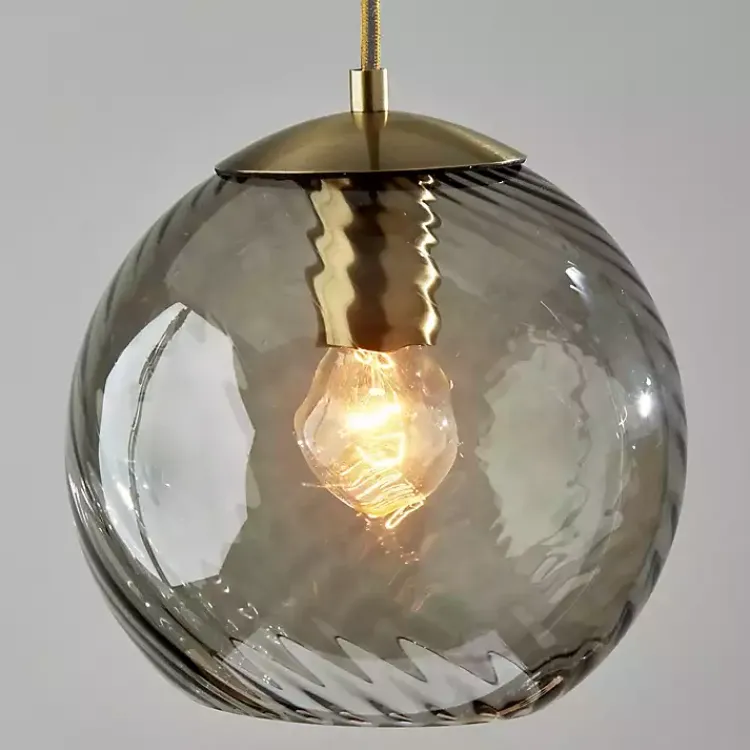 Chandeliers & Pendant Lighting-Kirklands Home Carmen Smoked Swirled Glass Pendant Light Gray