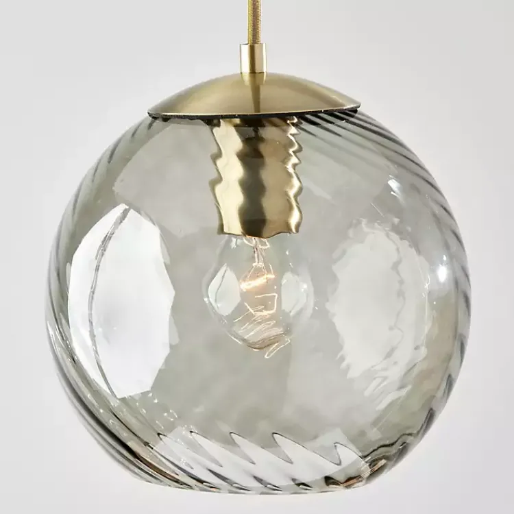 Chandeliers & Pendant Lighting-Kirklands Home Carmen Smoked Swirled Glass Pendant Light Gray