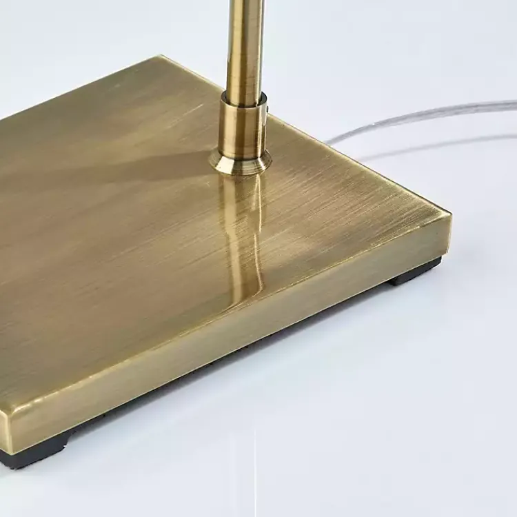 Floor Lamps-Kirklands Home Leon Antique Brass Metal Floor Lamp Gold