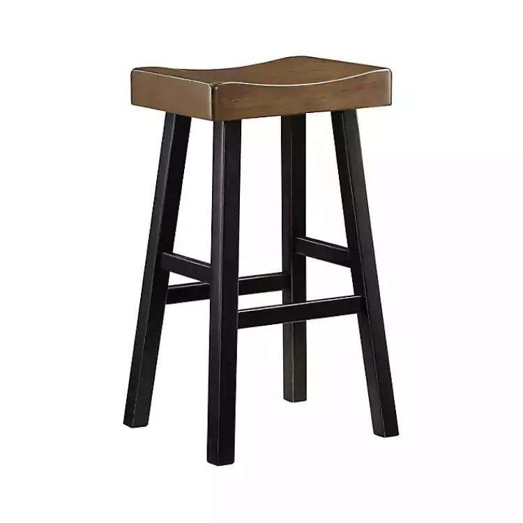 Bar Stools & Counter Height Stools-Kirklands Home & Black Wood Bar Stools, Set of 2 Brown