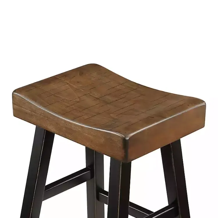 Bar Stools & Counter Height Stools-Kirklands Home & Black Wood Bar Stools, Set of 2 Brown