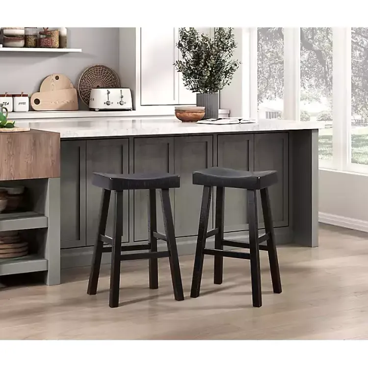 Bar Stools & Counter Height Stools-Kirklands Home Wood Bar Stools, Set of 2 Black