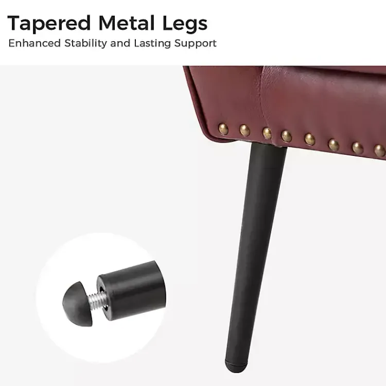 Accent Chairs-Kirklands Home Burgundy Faux Leather Accent Chair Red