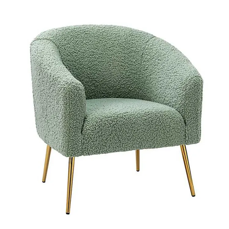 Accent Chairs-Kirklands Home Sage Contemporary Barrel Accent Chair Green