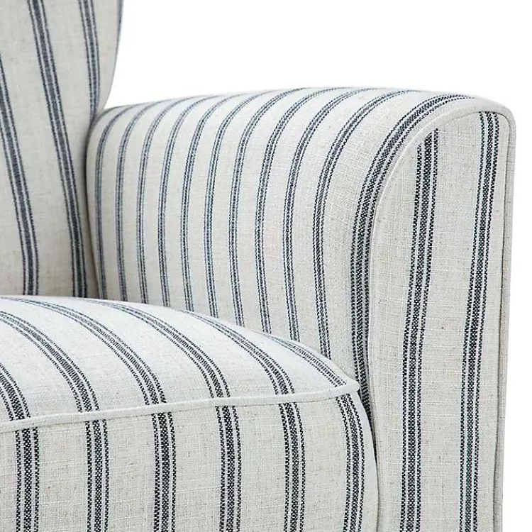 Accent Chairs-Kirklands Home Gustaf Navy Striped Armchair