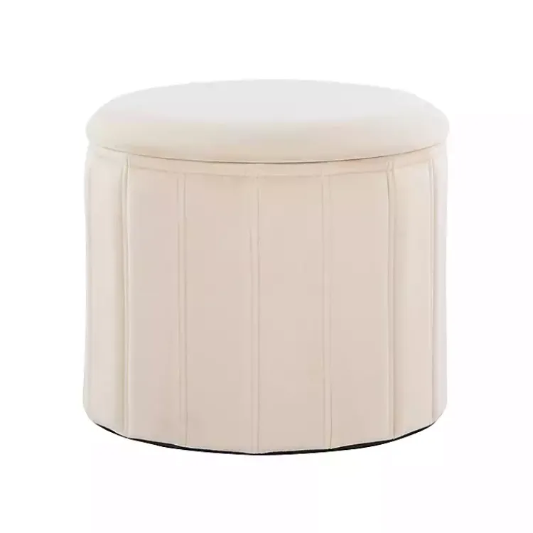 Benches & Ottomans-Kirklands Home Cream Collapsible Storage Ottoman White