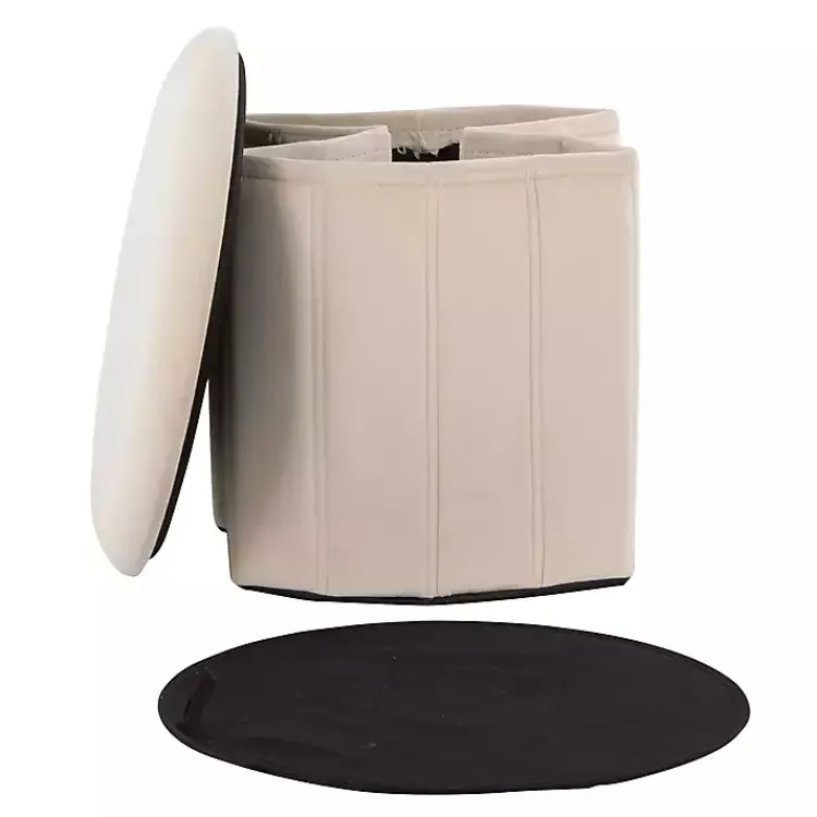 Benches & Ottomans-Kirklands Home Cream Collapsible Storage Ottoman White