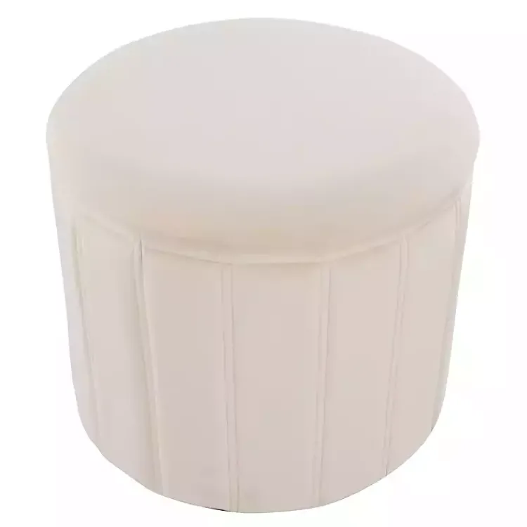 Benches & Ottomans-Kirklands Home Cream Collapsible Storage Ottoman White