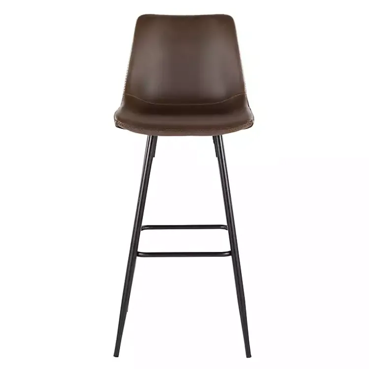 Bar Stools & Counter Height Stools-Kirklands Home Espresso Faux Leather Metal Bar Stools, Set of 2 Brown