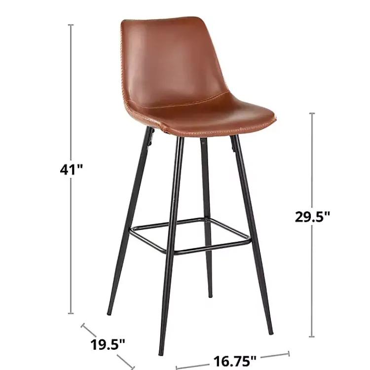 Bar Stools & Counter Height Stools-Kirklands Home Espresso Faux Leather Metal Bar Stools, Set of 2 Brown