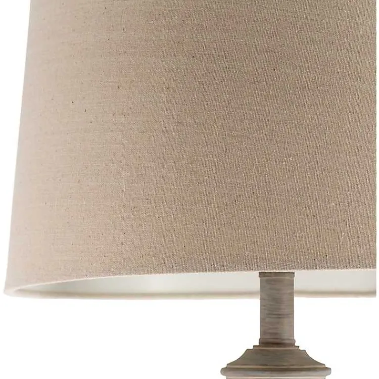 Floor Lamps-Kirklands Home Distressed Gray Hadlee Floor Lamp Tan
