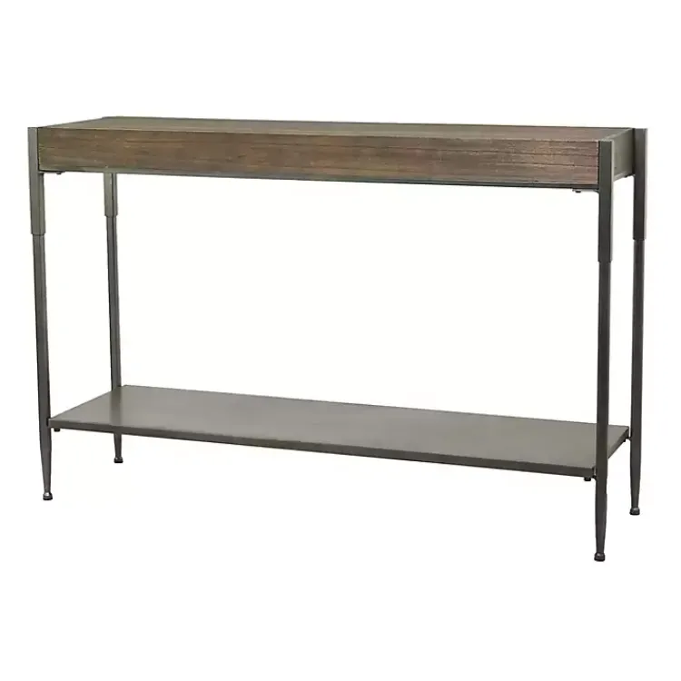 Console Tables-Kirklands Home Gray Metal and Wood Console Table