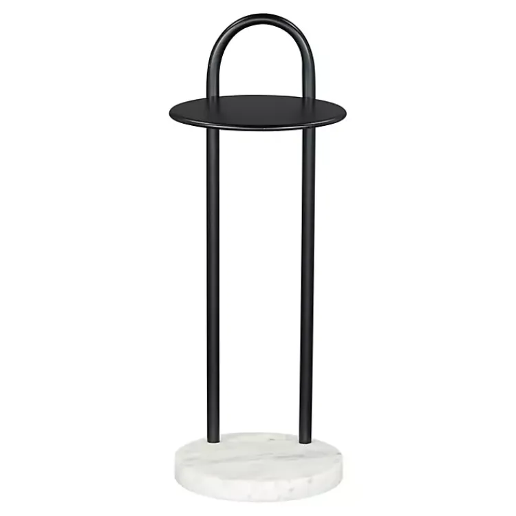 Accent & End Tables-Kirklands Home Black Metal & Marble Loop Accent Table White
