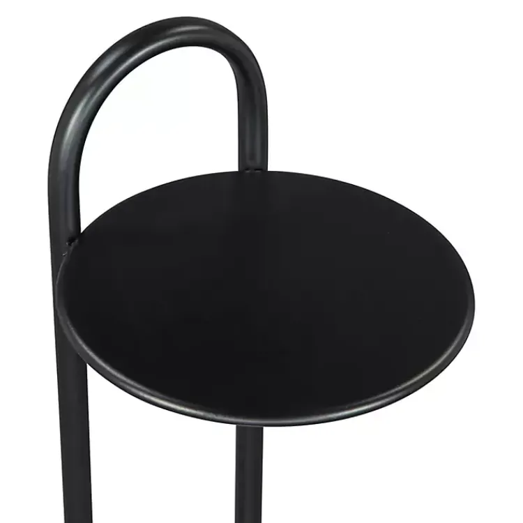 Accent & End Tables-Kirklands Home Black Metal & Marble Loop Accent Table White