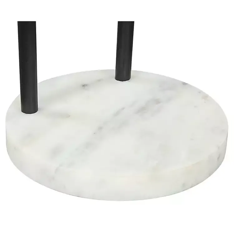 Accent & End Tables-Kirklands Home Black Metal & Marble Loop Accent Table White